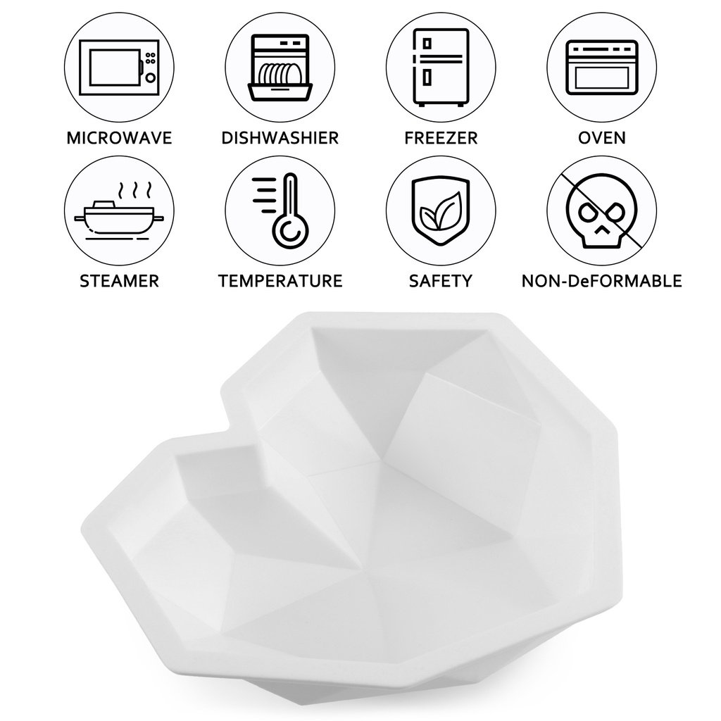 Khuôn Silicone Làm Bánh Tạo Hình Trái Tim/Hình Học Tiện Dụng