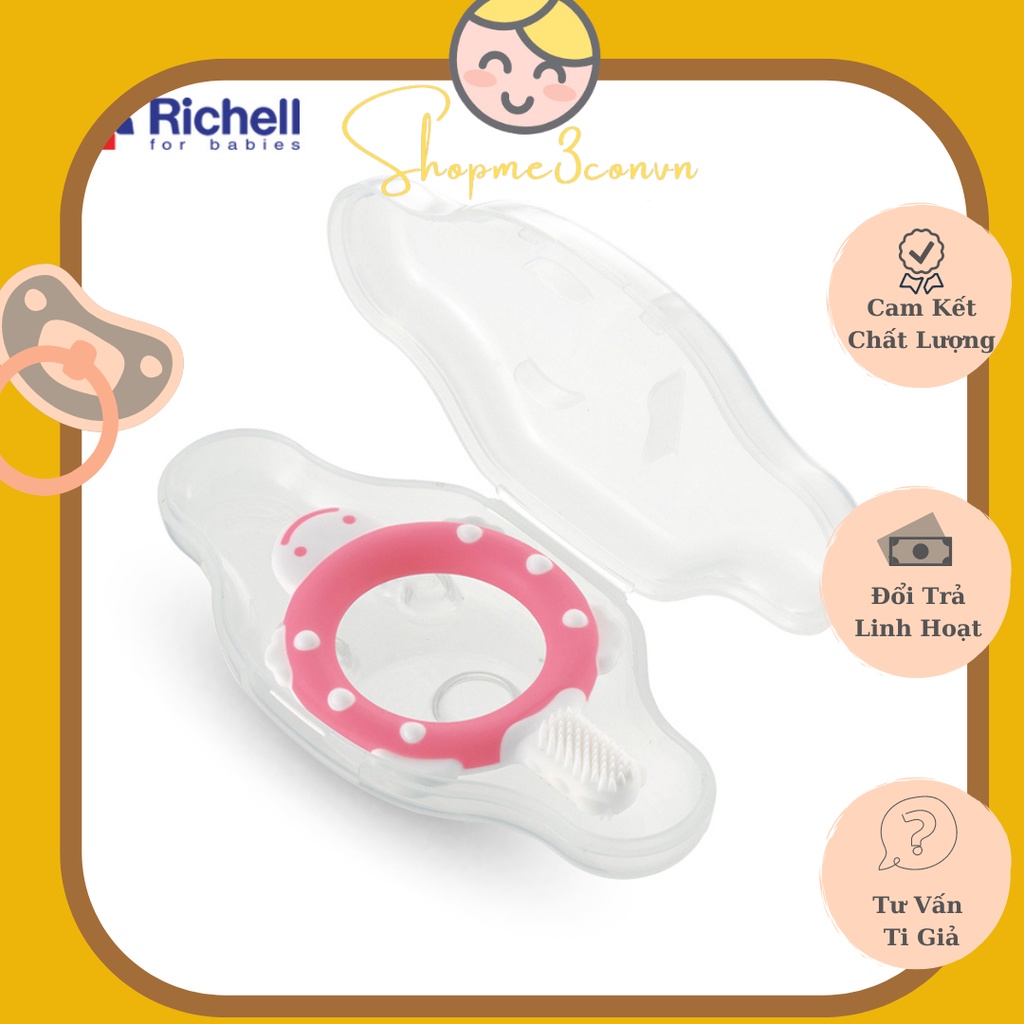Bàn Chải Đánh Răng Nhựa Mềm Richell Có Hộp Đựng Bước 1 ( 3m+ )
