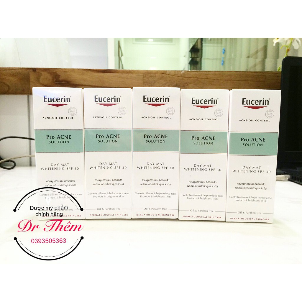 ✅ [Chính Hãng] Kem Dưỡng Ban Ngày Eucerin Acne-Oil Control Proacne Day Mat Whitening SPF 30 50ml - Trắng Da Giảm Mụn Pro