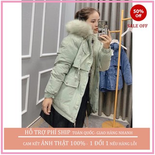 ẢNH THẬT) ÁO KHOÁC KAKI LÓT LÔNG MŨ LÔNG MÀU XANH RÊU THỜI TRANG HÀN QUỐC cÁO KHOÁC KAKI NỮ, ÁO KHOÁC KAKI CÓ MŨ