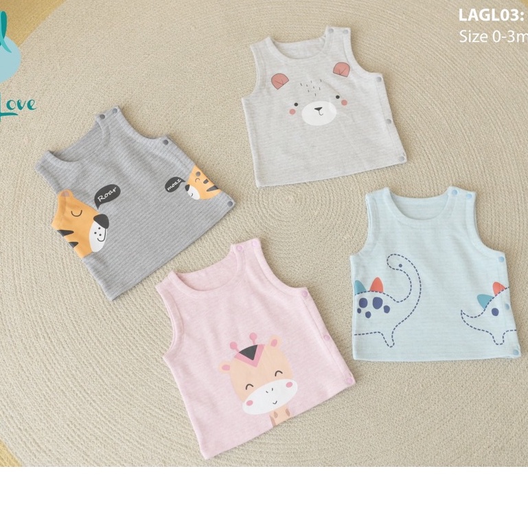 Áo Gi lê Little love LIL nỉ mỏng thu đông Gile Ghi lê sơ sinh bé trai bé gái