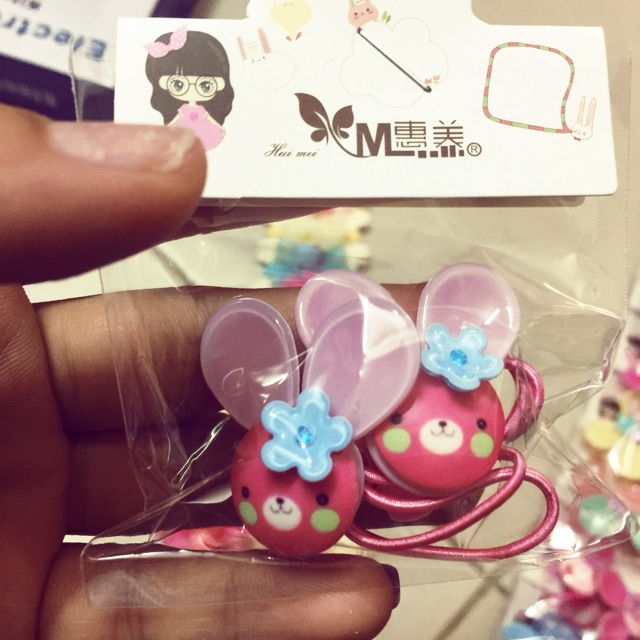 Sét 2 dây chun buộc tóc thỏ hoa cho bé