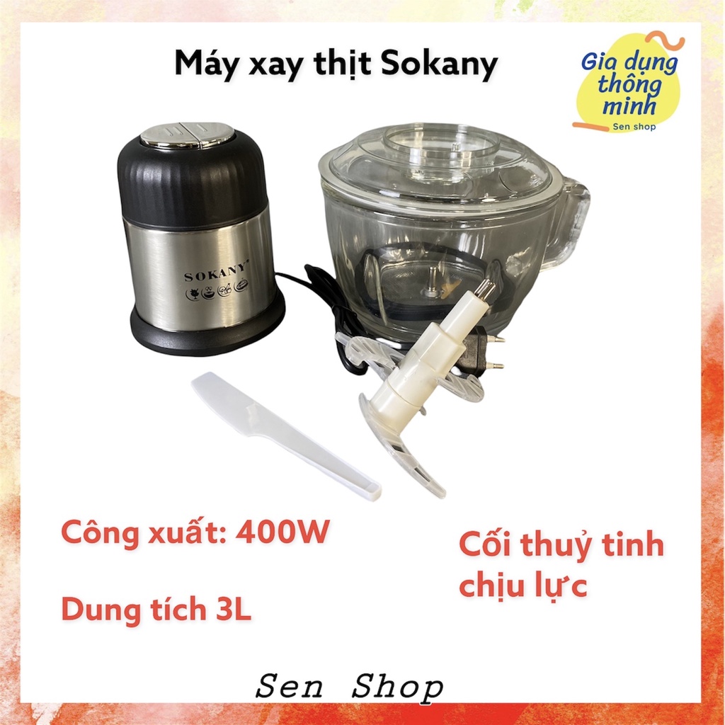 Máy Xay Thịt SOKANY Cối Thủy Tinh, Cối INOX 2L,3L công suất lớn 400-800W - Avita