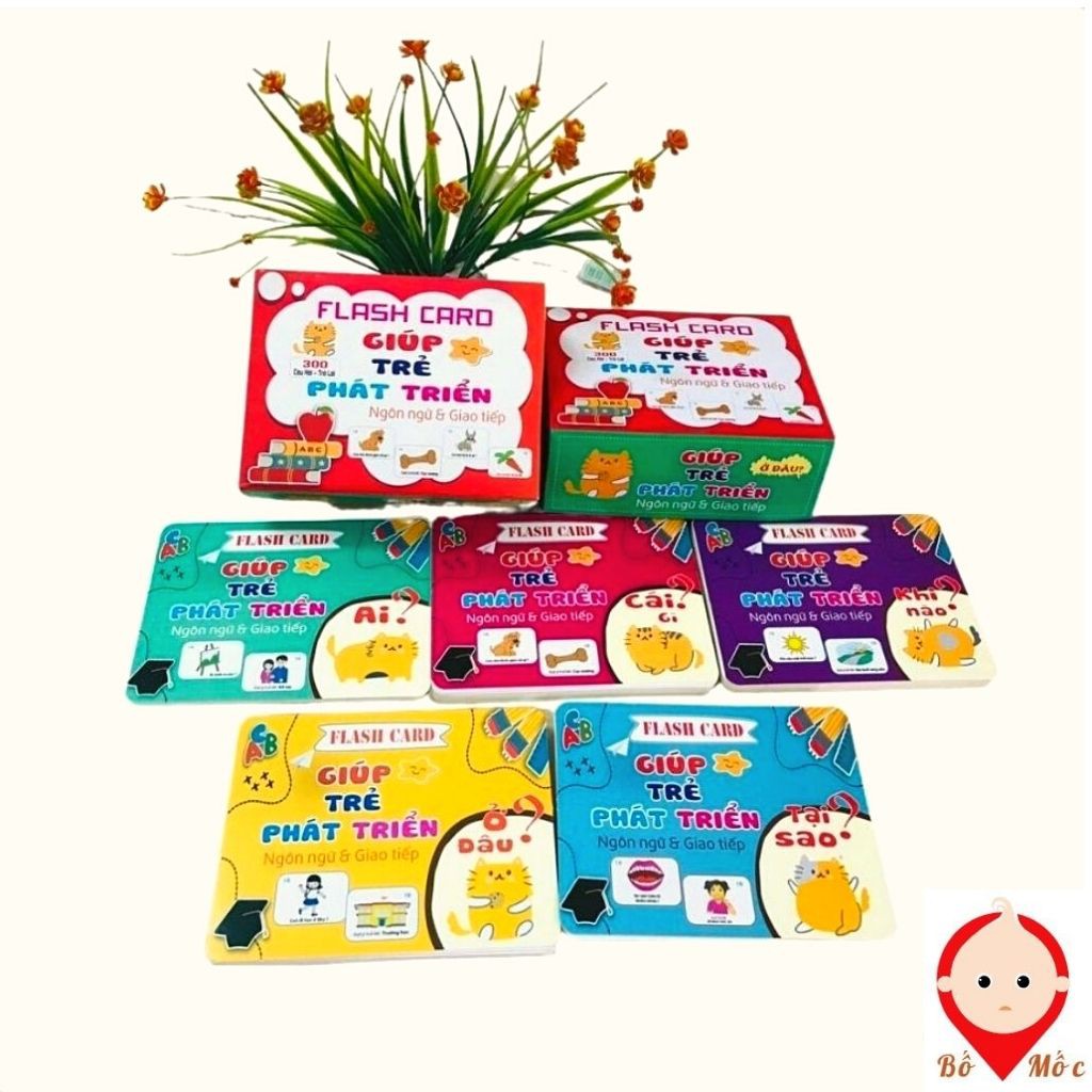 Bộ Thẻ FlashCard 300 Câu Hỏi Và Trả Lời Cỡ To Cho Bé Kích Thích Phát Triển Ngôn Ngữ Tư Duy Thông Minh - Shop Bố Mốc