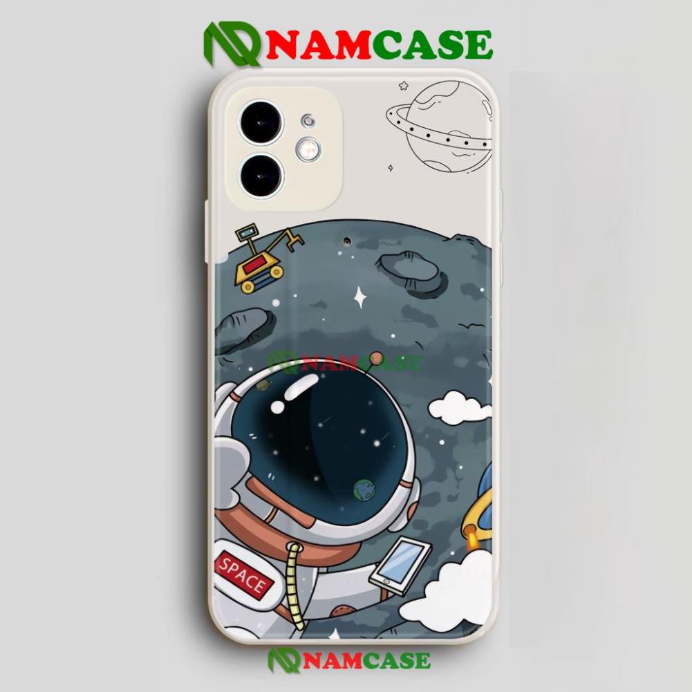 Ốp lưng iPhone Phi hành gia Cute cạnh viền vuông silicon mềm dẻo cho iphone 6/6s/7/8/X/XS/11/12/13 Pro Plus Max