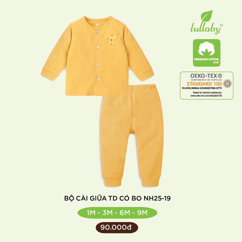 [Xả hàng] Bộ cài giữa tay dài sơ sinh Lullaby NH25-19 (Sz 1-9m )