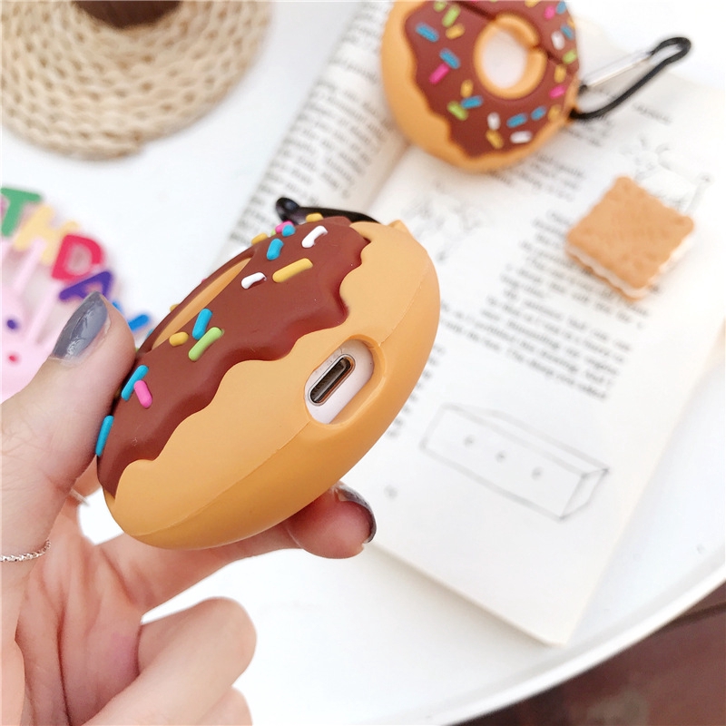 CREATIVE Vỏ Đựng Bảo Vệ Hộp Sạc Tai Nghe Airpods 1 / 2 Chống Sốc Hình Bánh Donut