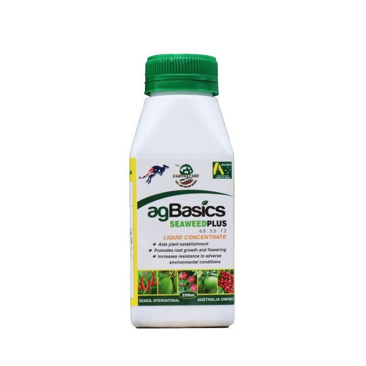 Phân Bón AGBASICS SEAWEED PLUS NPK hỗn hợp lớn trái nặng ký 250ml