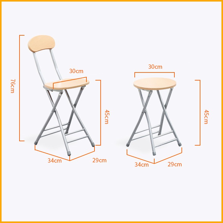 Ghế gấp gỗ đa năng, Ghế ăn gấp gọn tiện lợi khung thép màu trắng vàng đen nâu