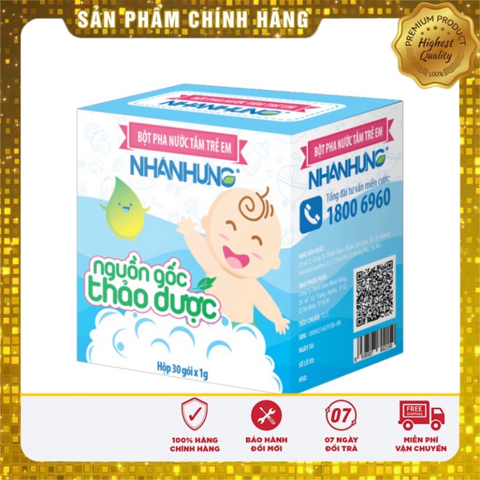 [Chính hãng] Bột Tắm Trẻ Em Nhân Hưng - Bột tắm Thảo Dược Ngừa Rôm Sảy, Mụn Nhọt, Hăm Tã Hiệu Quả Cho Bé - Date mới
