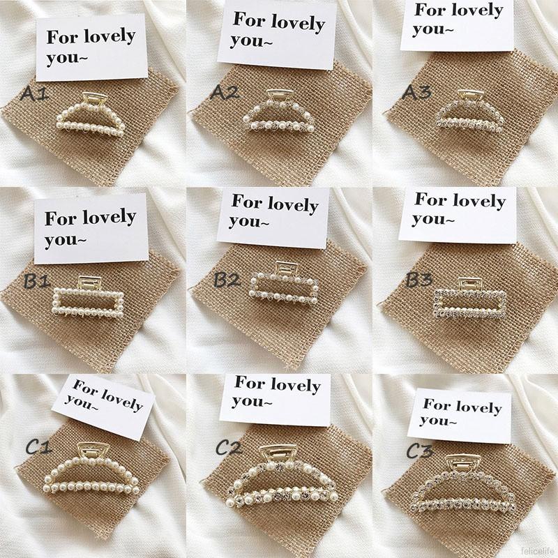 Kẹp tóc móng vuốt đính hạt giả ngọc trai phong cách Hàn Quốc