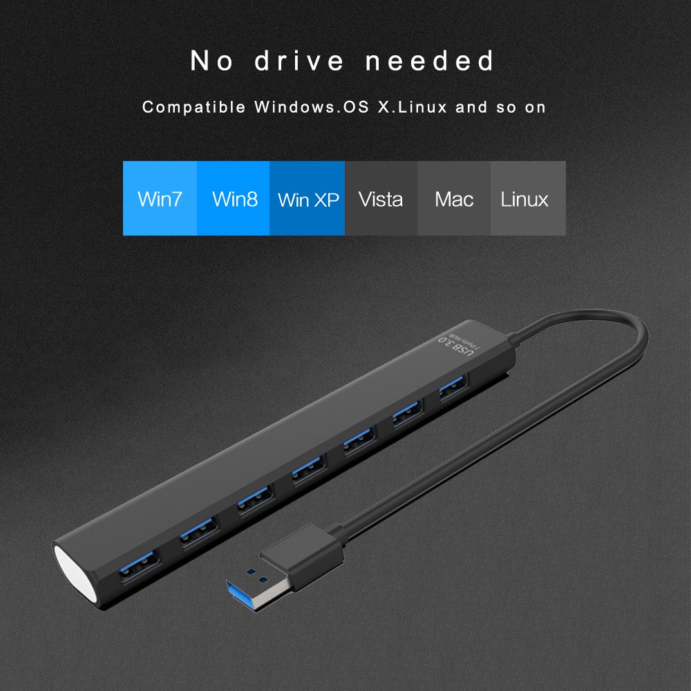 MYRON Plug and Play 4/7 Ports Splitter High Speed Individual LED Power Switch USB 3.0 Hub Universal Data Transfer Professional External USB Expander