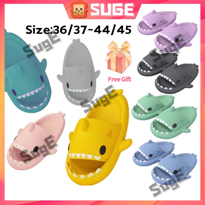 SUGE Dép đi trong nhà / ngoài trời thiết kế hình cá mập đáng yêu chống trượt mới dành cho nam và nữ đế mềm