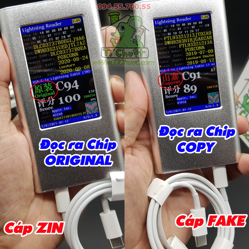 [ZIN BÓC MÁY] Cáp Sạc Nhanh C-L Type-C to Ligh.ning dài 1m/2m IP 11/12/13/14-i.P@d 10.2