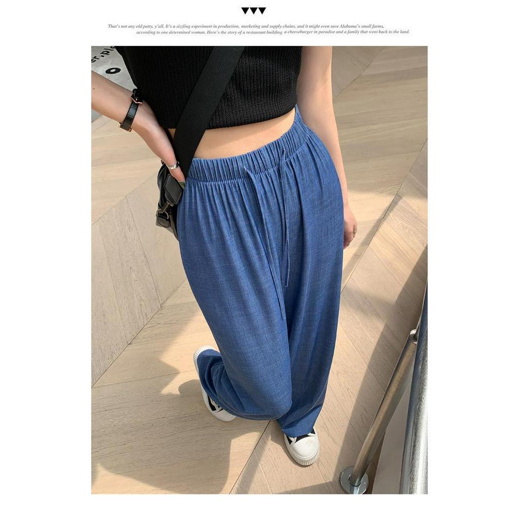 Quần Jean Ống Rộng Lưng Cao Thiết Kế Mỏng Kiểu Dáng Mới Thời Trang Dành Cho Mùa Hè 638