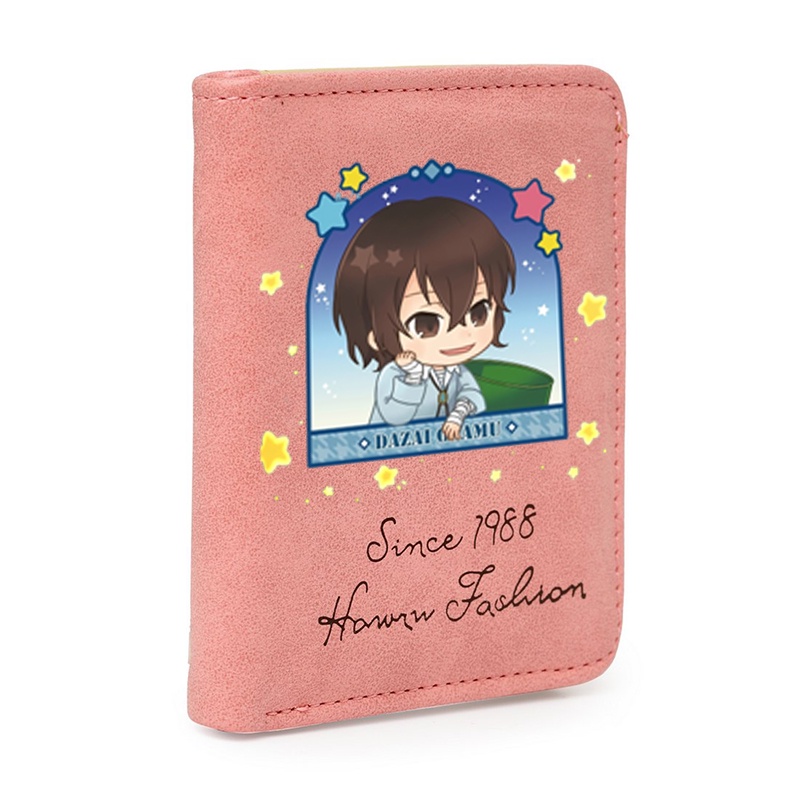 Ví ngắn cầm tay hồng anime chibi BUNGOU STRAY DOGS đựng vật dụng nhỏ xinh xắn tiện lợi