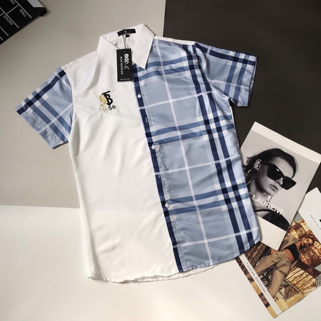 Áo sơ mi nam tay ngắn giá rẻ thêu logo BBR mẫu mới giá rẻ vải mặc mát cao cấp VBSHOP007
