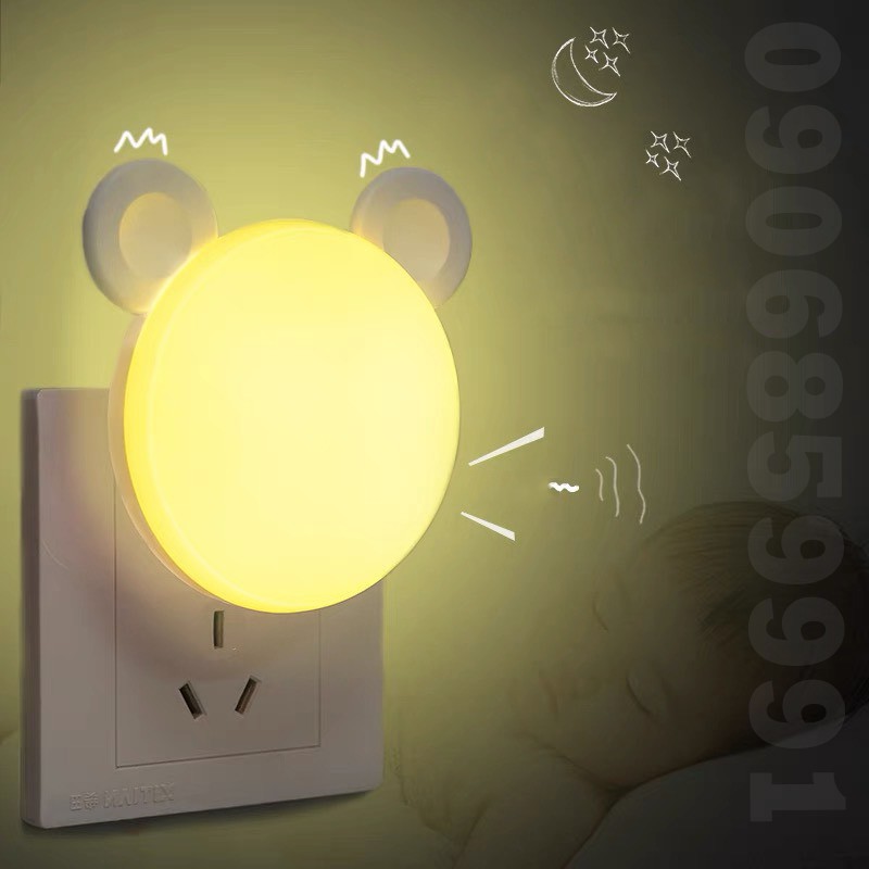 Đèn ngủ,đèn led cắm điện cảm biến ánh sáng hình chuột - Có remote