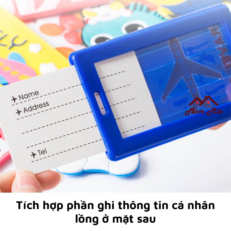 Thẻ tên gắn vali du lịch, cặp sách cho bé, name tag hành lý bằng nhựa dẻo nhiều mẫu dễ thương - M106, M127