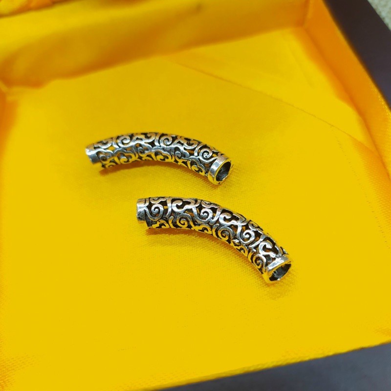 [FREE SHIP] Charm ống bạc chạm hoa văn - Hàng siêu đẹp bạc loại 1 PH316