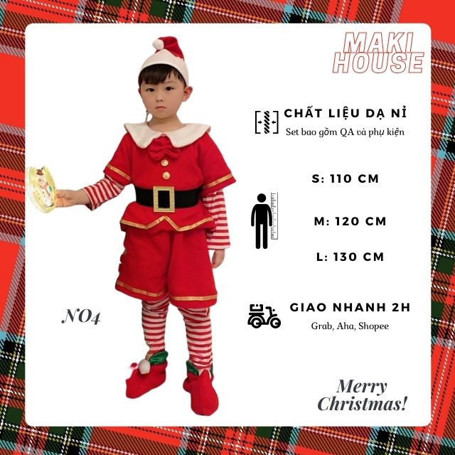 Bộ quần áo bé trai, váy đầm bé gái Quần áo hoá trang Giáng Sinh, Noel cho các bé