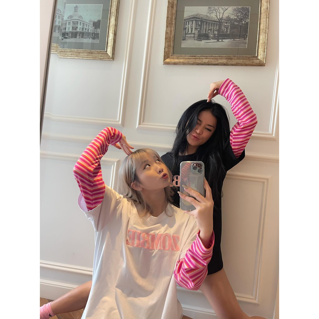 Áo ZOMBIE® Pink Stripes Sweater - Black