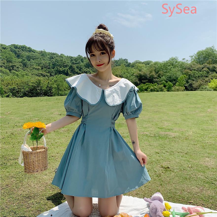 Women Purple Sweet Dress Fashion Short Sleeve Dress