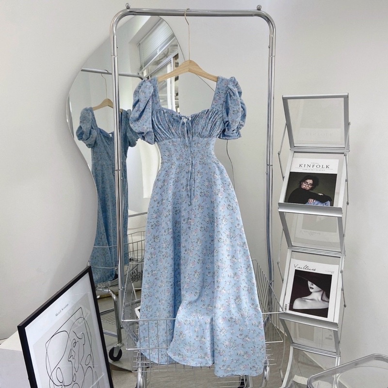 Đầm midi hoa nhí xẻ