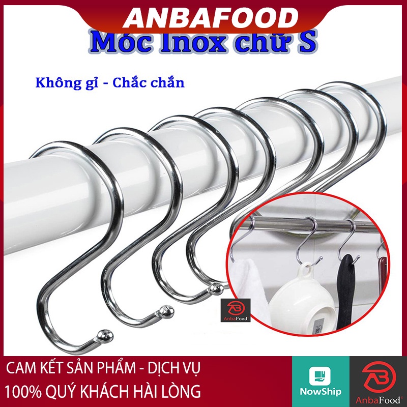 Vỉ 4 Móc Inox 304 Loại 1 - Móc Chữ S ( Loại Cao Cấp Có Đầu Tròn ) Treo Quần Áo - Treo Đồ