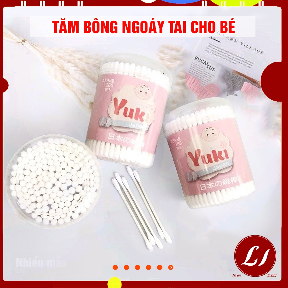 Hộp 180 que TĂM BÔNG ngoáy tai Yuki , vệ sinh sạch sẽ cho bé