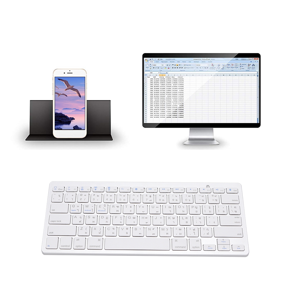 bamaxis Multi-Functional Thai Ultra-Thin Wireless Bluetooth Keyboard For Apple Mac/Windows/Android