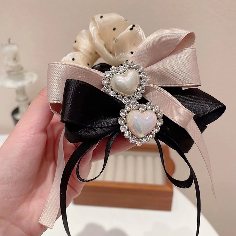 Dây Buộc Tóc Ruy Băng Lưới Đính Hạt Ngọc Trai Hình Trái Tim Cỡ Lớn 2022 Thời Trang Cao Cấp Cho Nữ