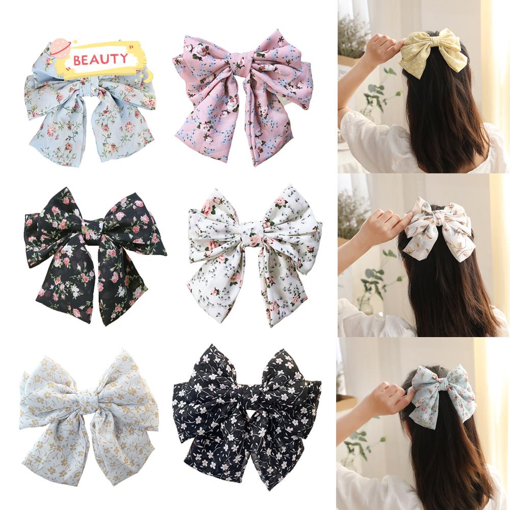 Kẹp Tóc Vải Chiffon Họa Tiết Hoa Xinh Xắn Cho Nữ