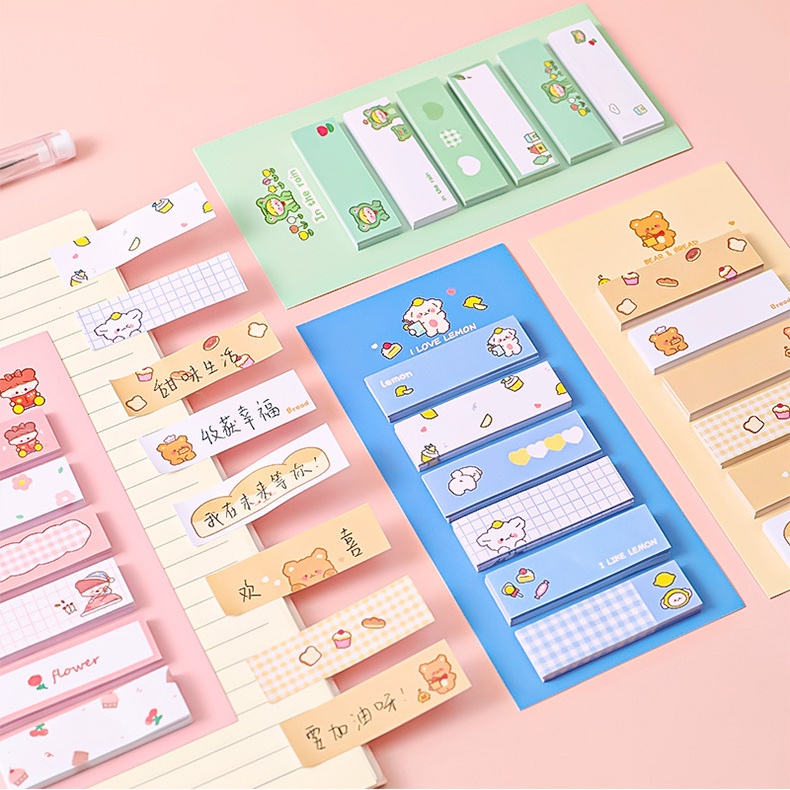 Set 6 tập giấy note ghi chú dán được nhiều màu cute dễ thương (một tập gồm 20 tờ)