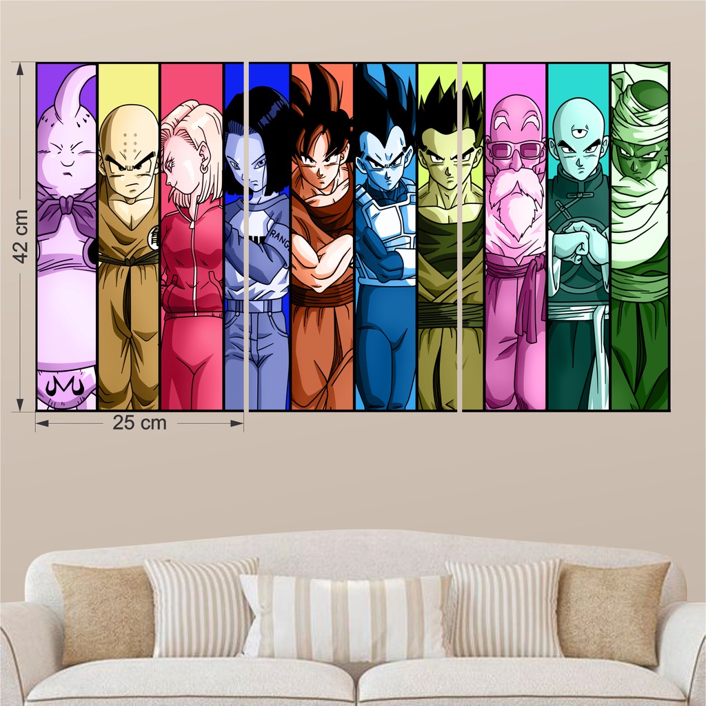 Combo 3 Tấm Poster Decal Dán Tường In Hình Dragon Ball - 7 Viên Ngọc Rồng Tini Poster