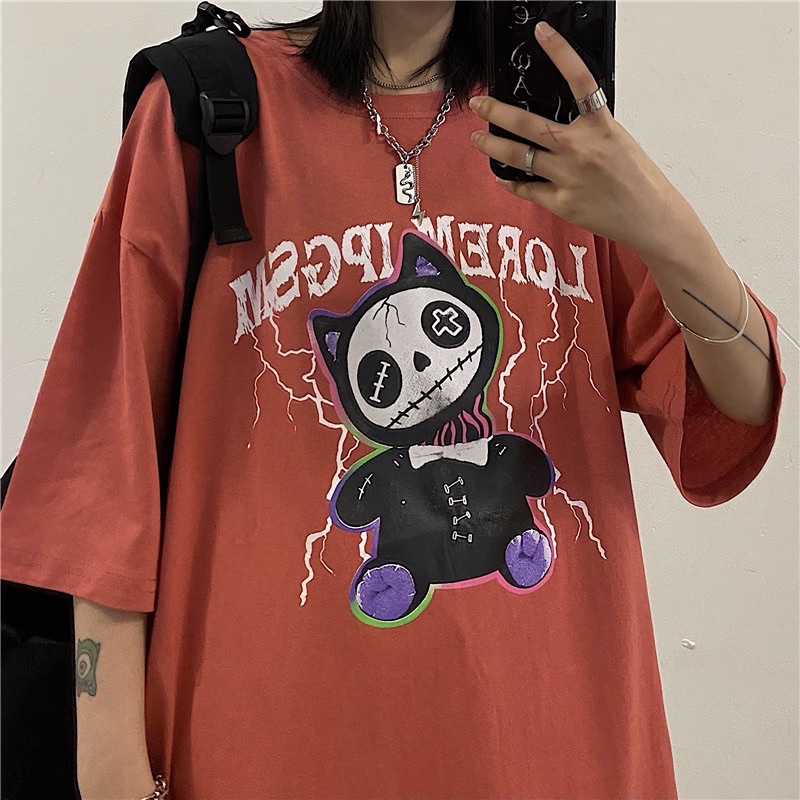 Áo thun tay lỡ nam nữ, áo phông form rộng shopcossi chất cotton in hình LORE