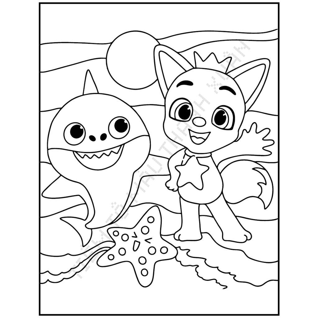 Set 10 Tờ Tranh Tô Màu Hình Baby Shark Cho Bé Tô Màu Sáp, Màu Chì - Tiệm Tô Màu Thanh Xuân