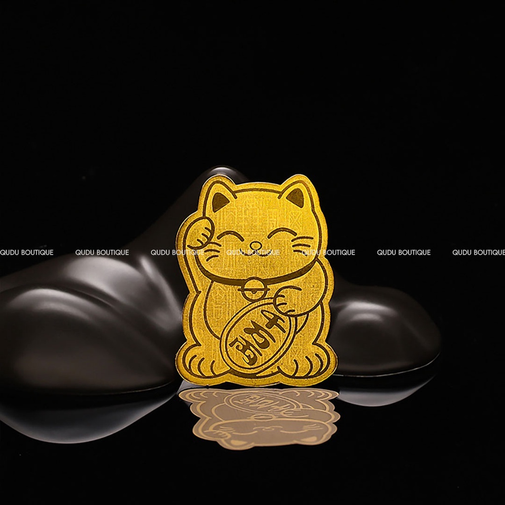 Mèo Thần Tài Vẫy Tay Phát Tài Phát Lộc May Mắn Sticker Dán Qudu