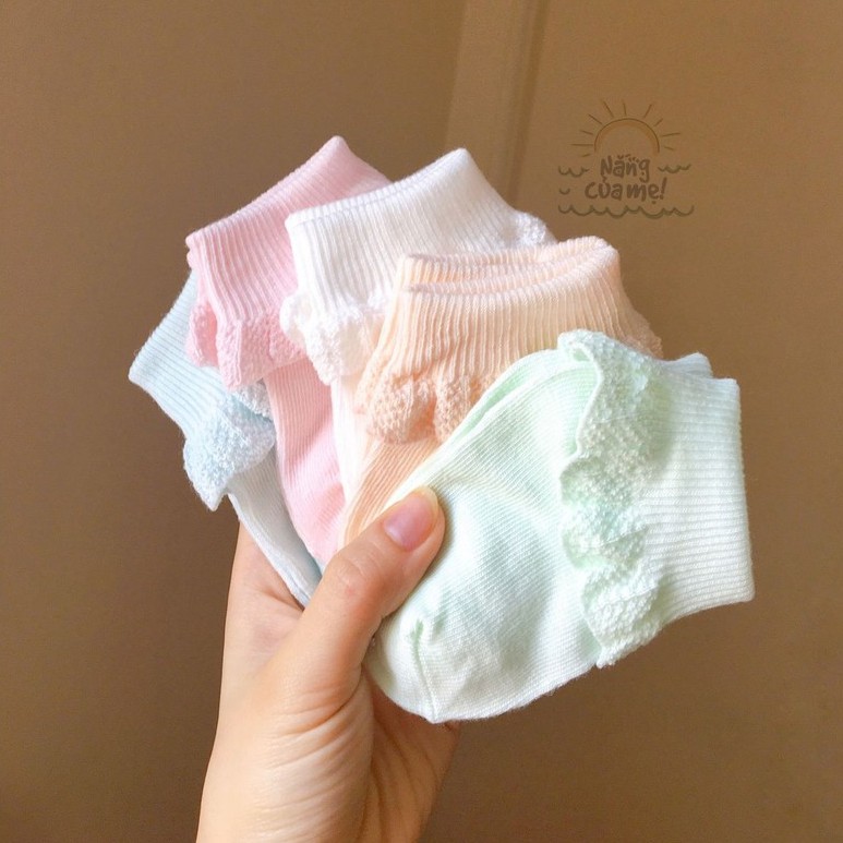 Tất vớ cho bé sơ sinh cổ bèo pastel Caramella cotton cao cấp mềm mịn, an toàn cho da bé  - Nắng Của Mẹ_BB5