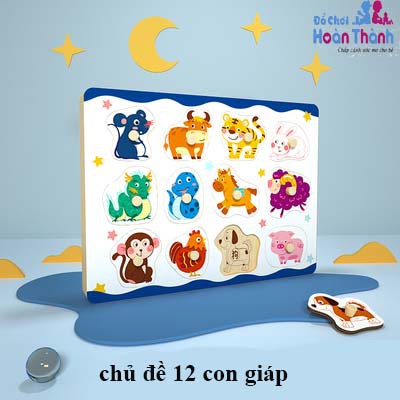 Bảng ghép hình núm gỗ cho bé, xếp hình thông minh , đồ chơi giáo dục sớm cho bé 1-3 tuổi.