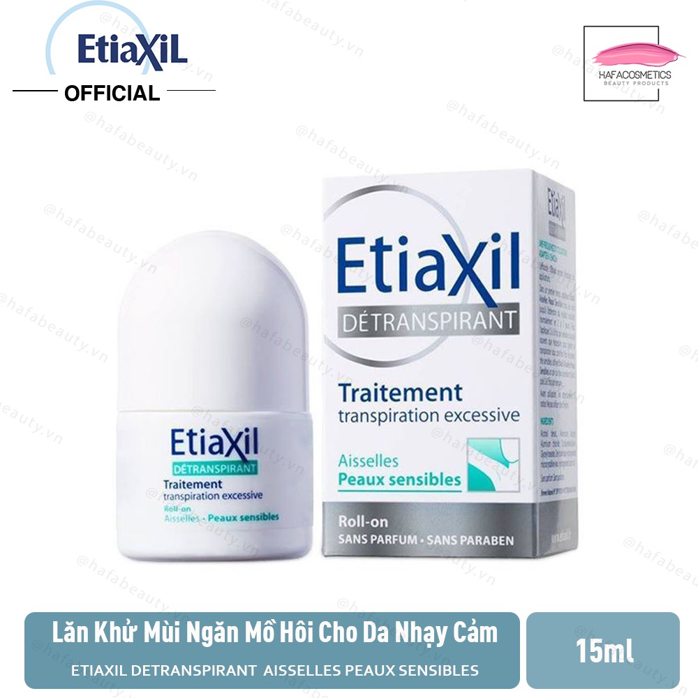 Lăn khử mùi  Etiaxil Détranspirant Aisselles Peaux Sensibles 15ml (cho da hỗn hợp, da nhạy cảm)