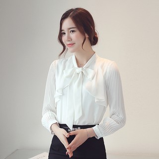 Áo Kiểu Chất Chiffon Tay Dài Thời Trang Công Sở Thanh Lịch