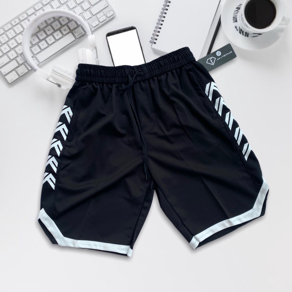 Quần short gấu trắng Unisex cao cấp, quần đùi nam chữ V thể thao chất mì hàn