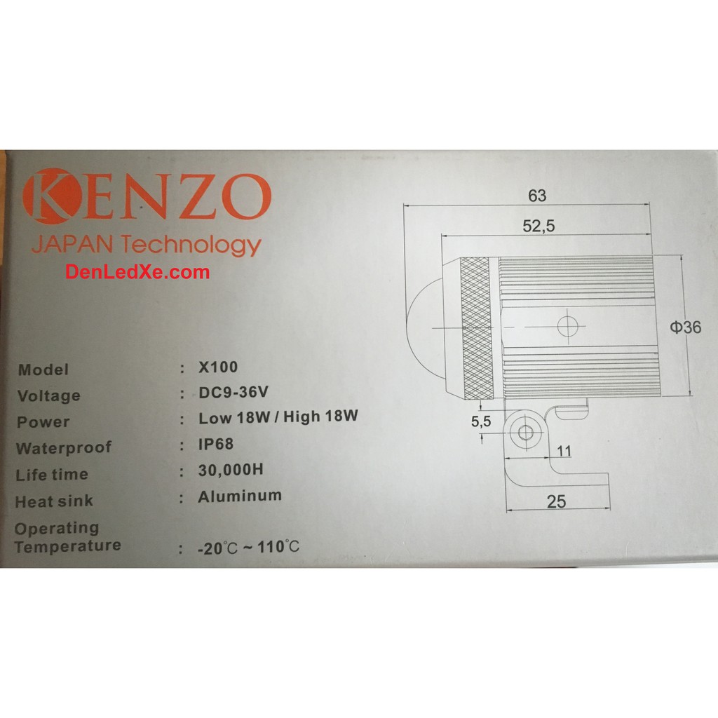 Kenzo X100 - Bi Cầu Led Mini Trợ Sáng 2023 - Hàng Chính Hãng