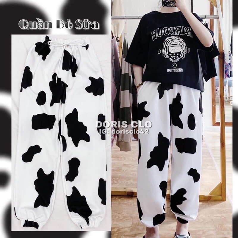 [Rẻ vô địch] Bộ áo HARBOUR đeo mặt nạ phối quần dài loang thụng bò sữa gấu bo. | BigBuy360 - bigbuy360.vn