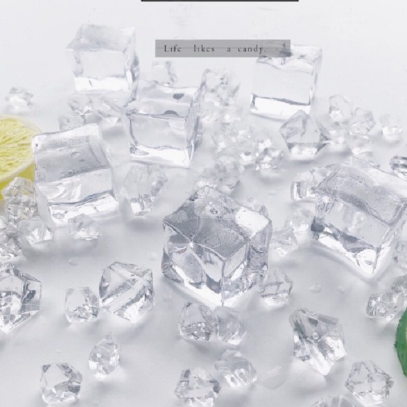 (1 - 4Cm) Đá Viên Giả Không Tan, Khối Nhựa Acrylic Trong Suốt Làm Đạo Cụ Chụp Ảnh Sản Phẩm