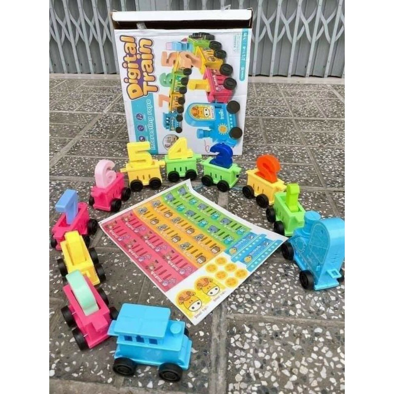 Bộ đoàn tàu xe lửa tập đếm số cho bé