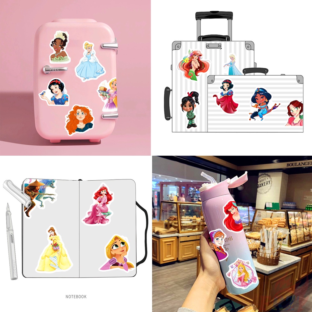 ❉ Hình Dán Công Chúa Disney Series 01 ❉ Bộ 50 Sticker Dán Ván Trượt Thời Trang
