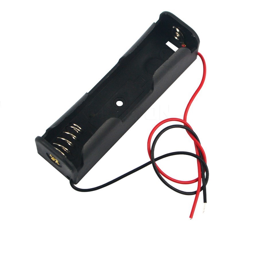 Đế gắn pin 18650 có lò xo, dây hàn sẵn và lỗ bắt vít mắc nối tiếp