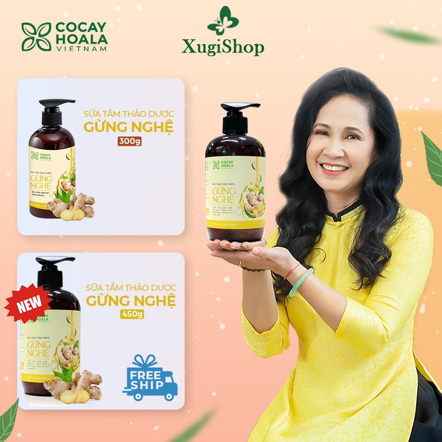 Sữa Tắm Thảo Dược Gừng Nghệ Cocayhoala 300g - Dưỡng trắng, mờ thâm, giữ Ấm Cơ Thể | BigBuy360 - bigbuy360.vn